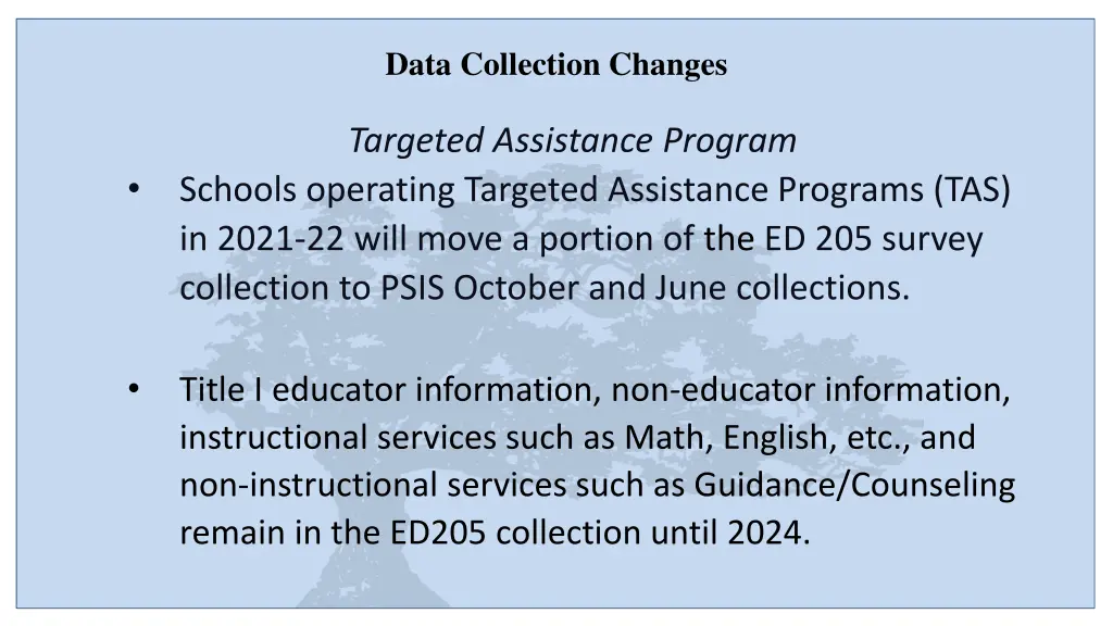 data collection changes