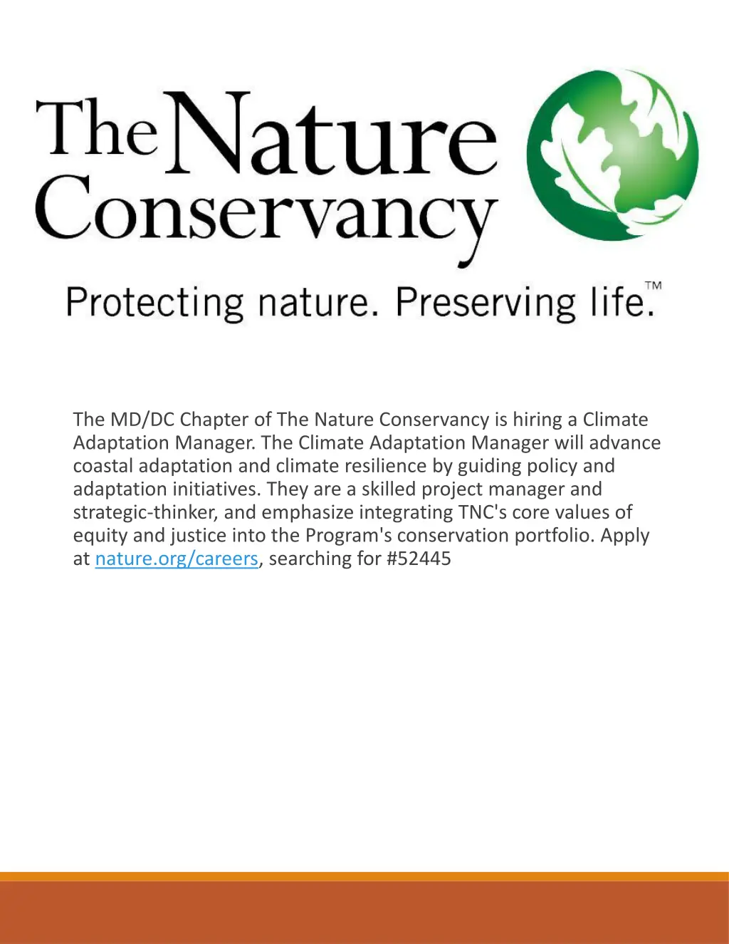 the md dc chapter of the nature conservancy