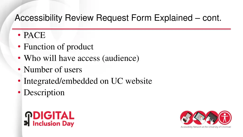 accessibility review request form explained cont
