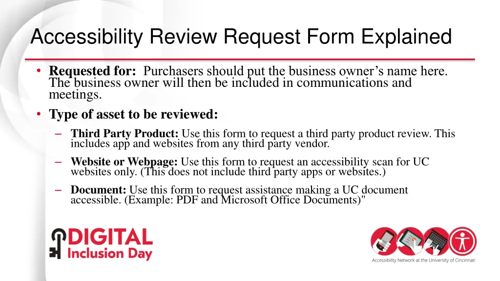 accessibility review request form explained