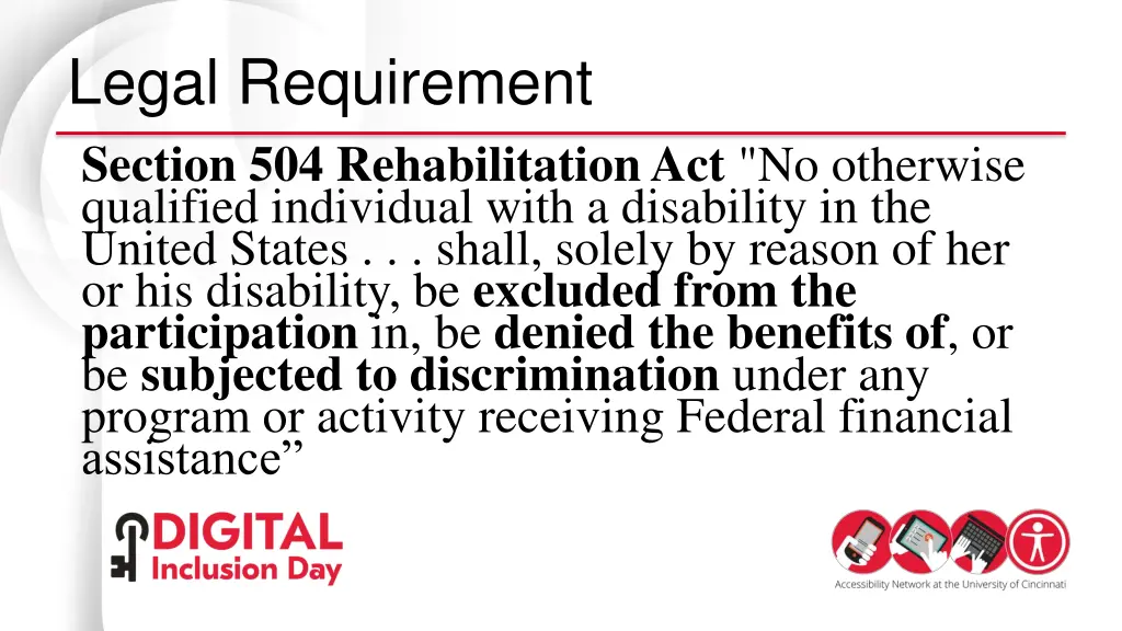 legal requirement section 504 rehabilitation