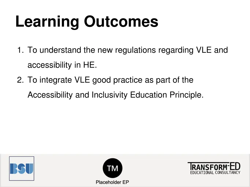 learning outcomes