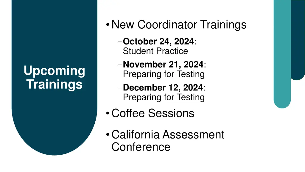 new coordinator trainings