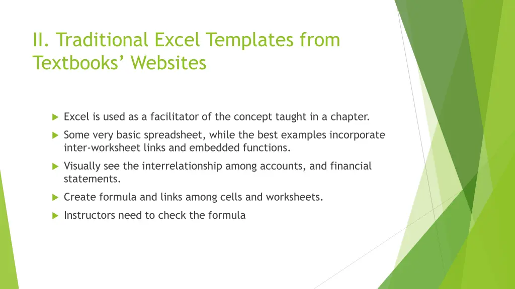 ii traditional excel templates from textbooks