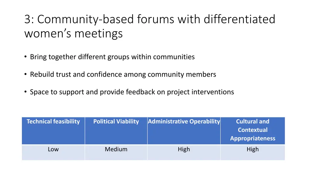 3 community based forums with differentiated