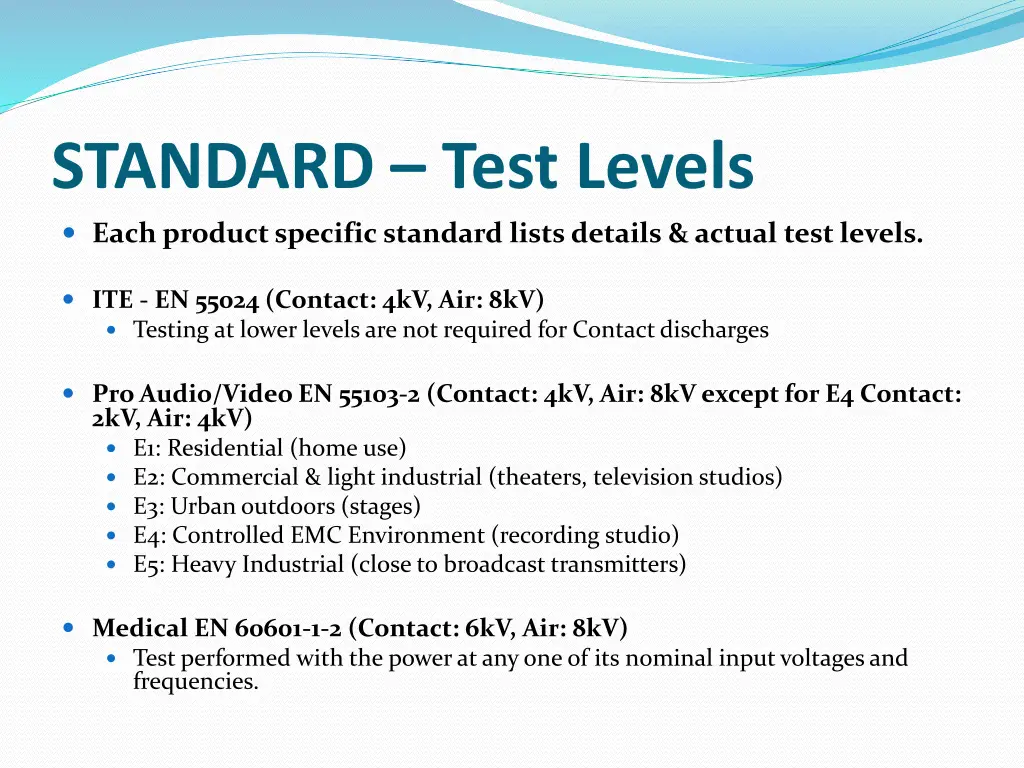 standard test levels 1