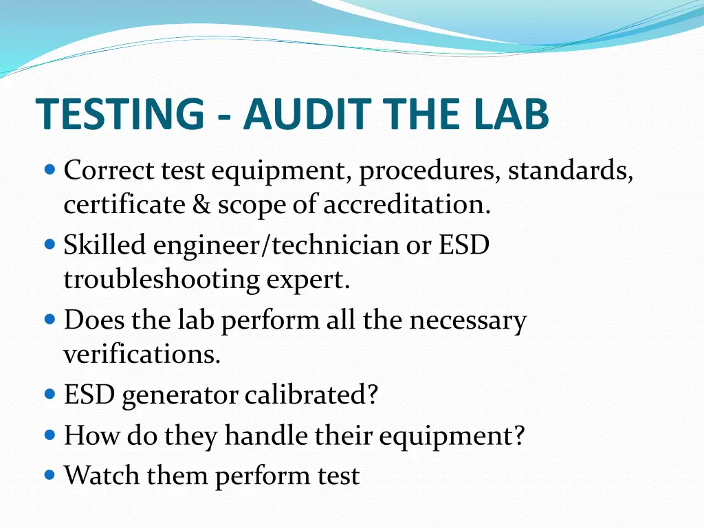 testing audit the lab
