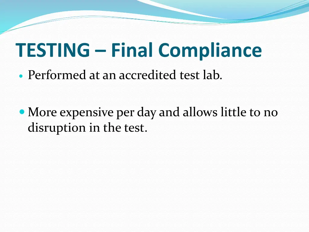 testing final compliance