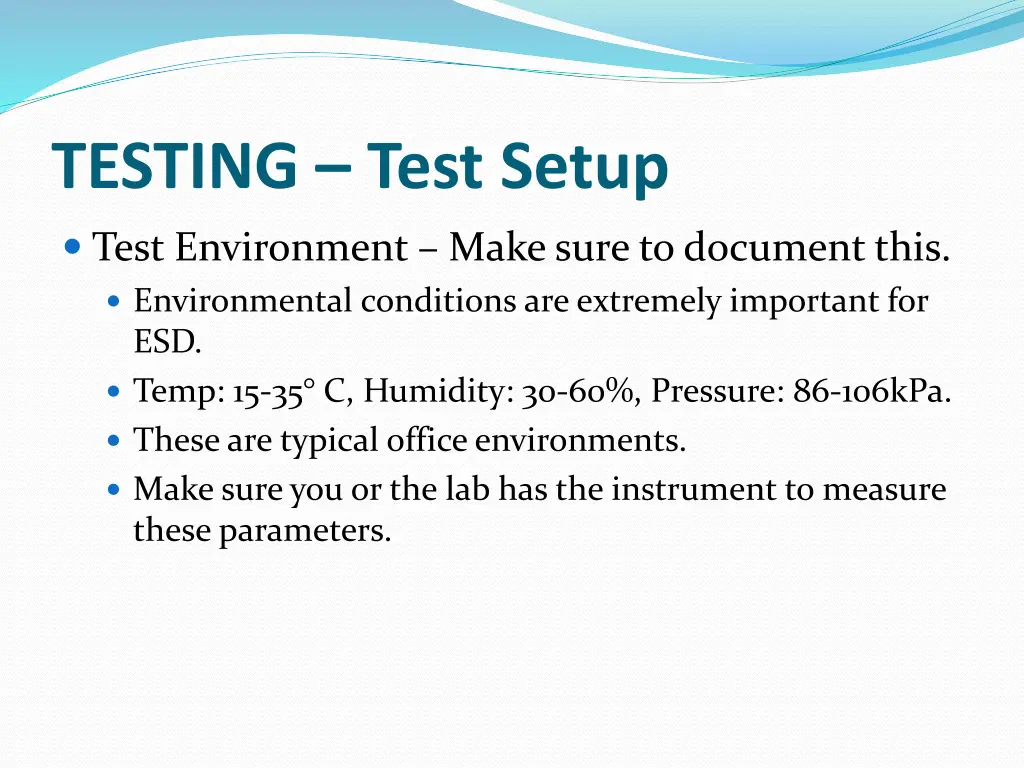 testing test setup