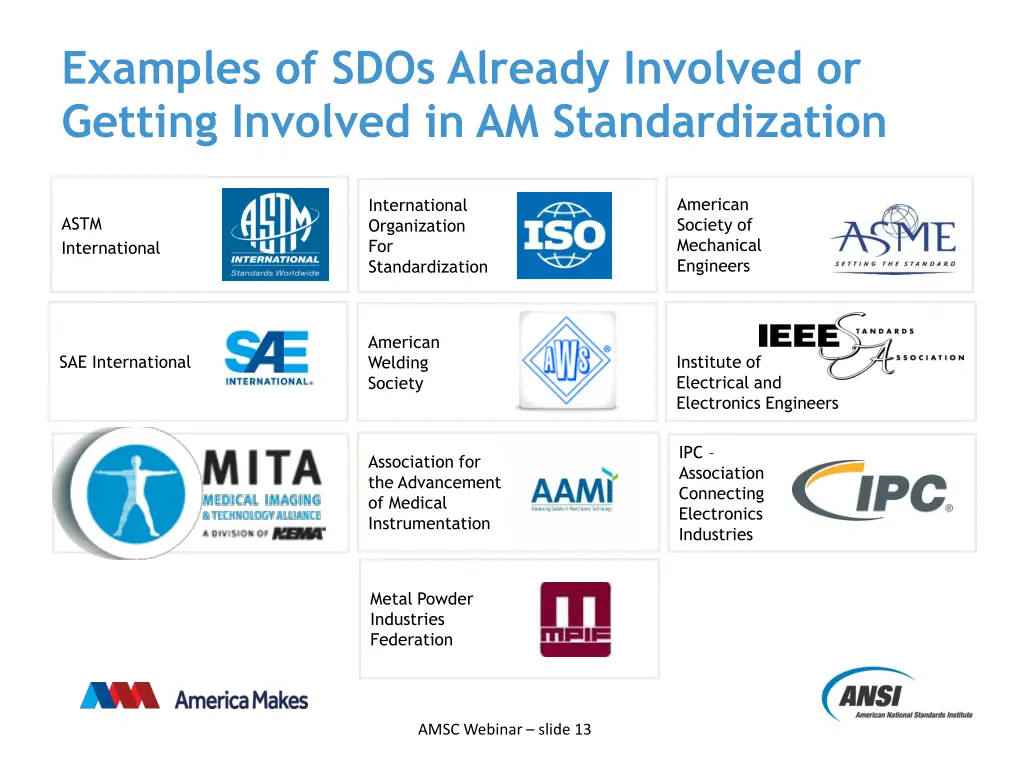 examples of sdos already involved or getting
