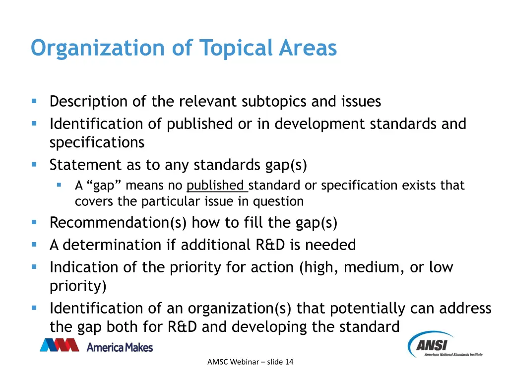 organization of topical areas