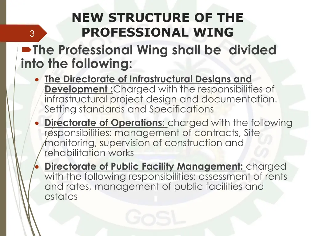 new structure of the professional wing