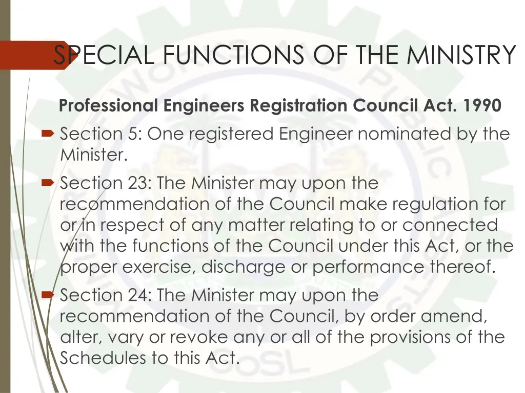 special functions of the ministry 1