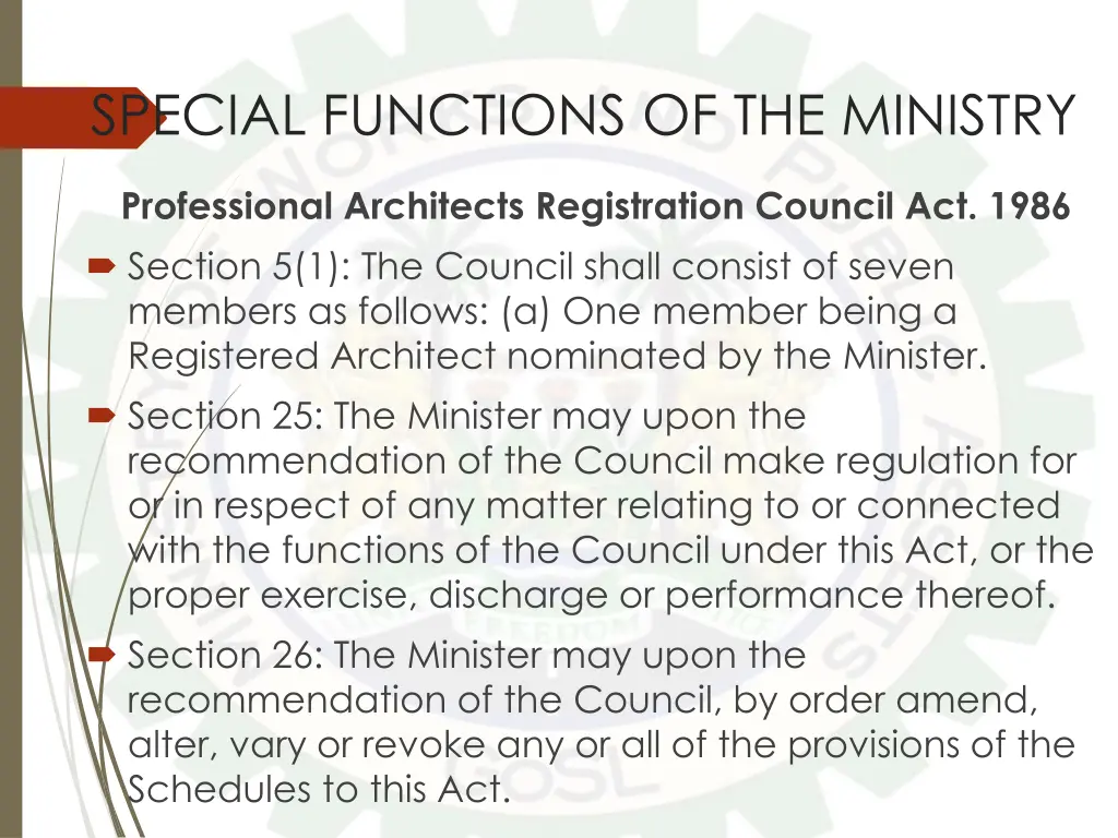 special functions of the ministry 2