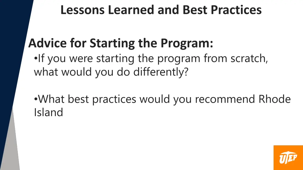 lessons learned and best practices