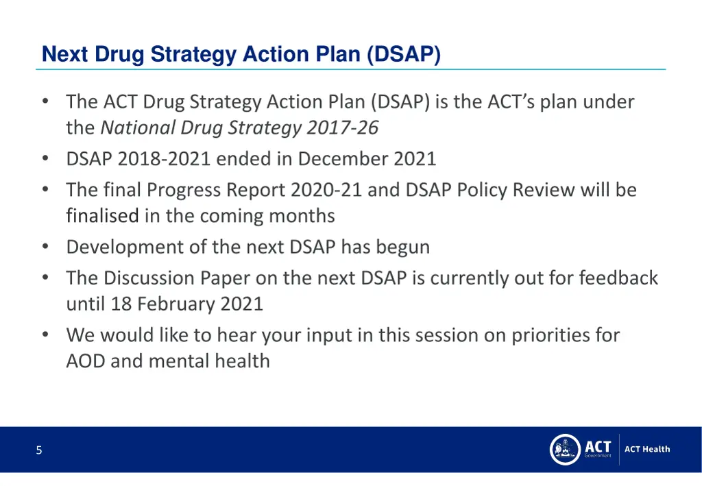 next drug strategy action plan dsap