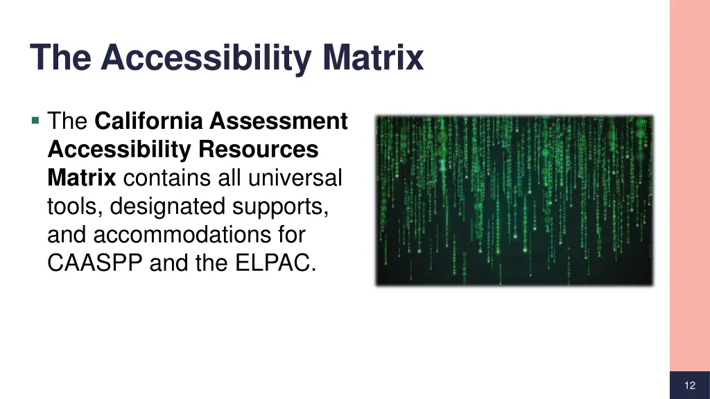 the accessibility matrix
