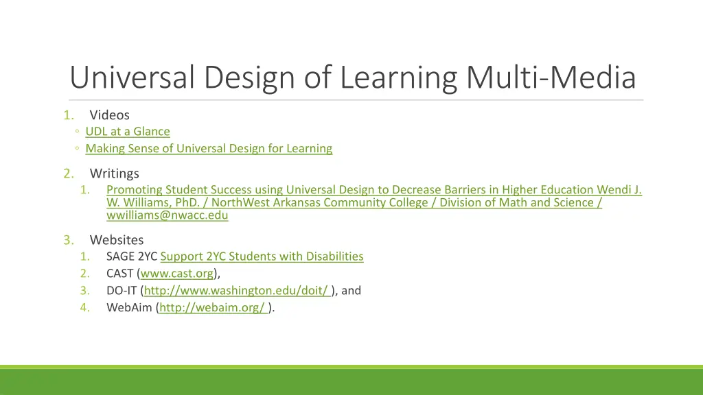 universal design of learning multi media