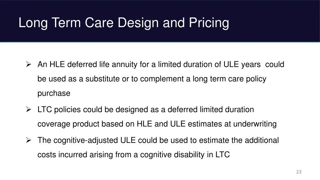 long term care design and pricing