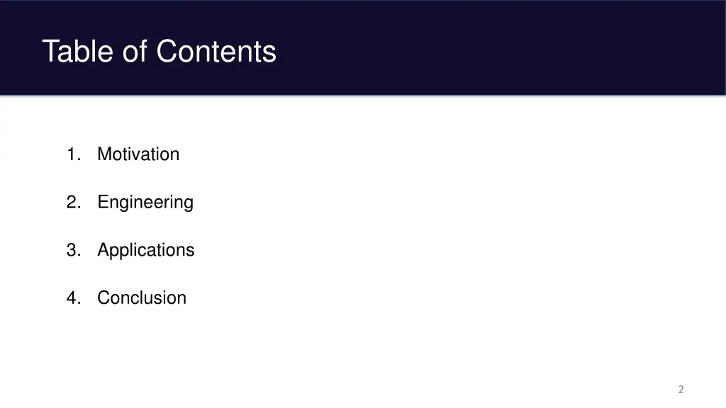 table of contents
