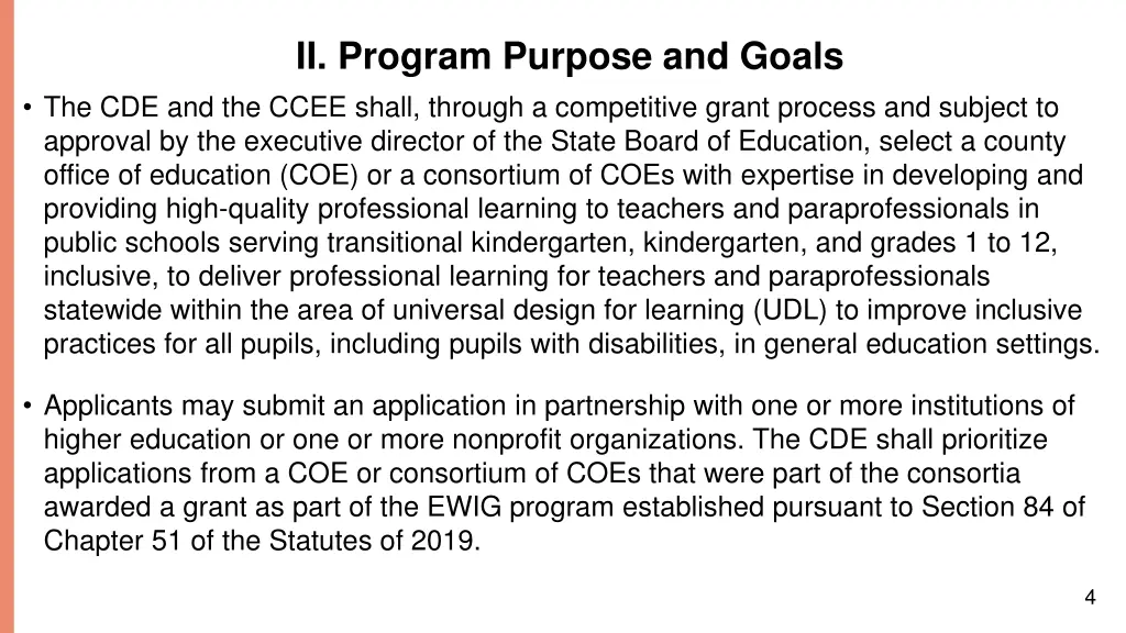 ii program purpose and goals the cde and the ccee