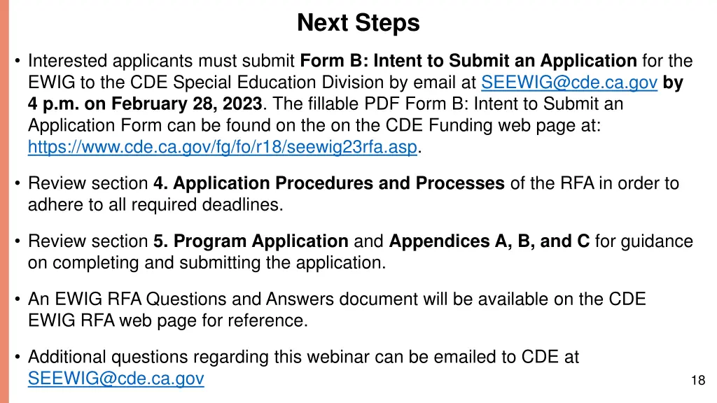 next steps