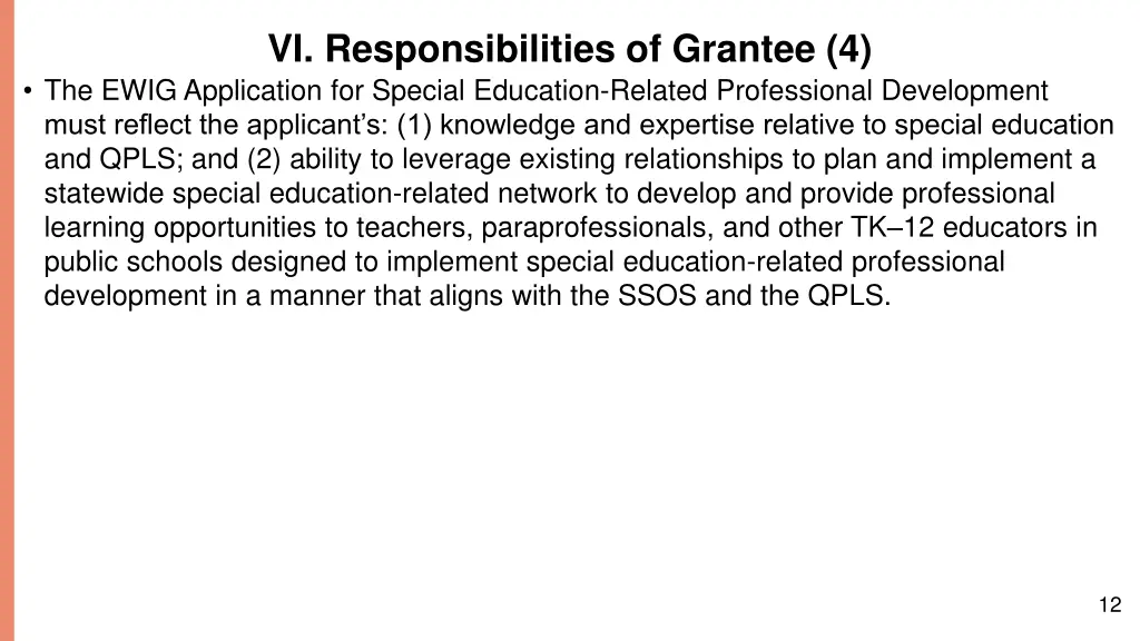 vi responsibilities of grantee 4 the ewig