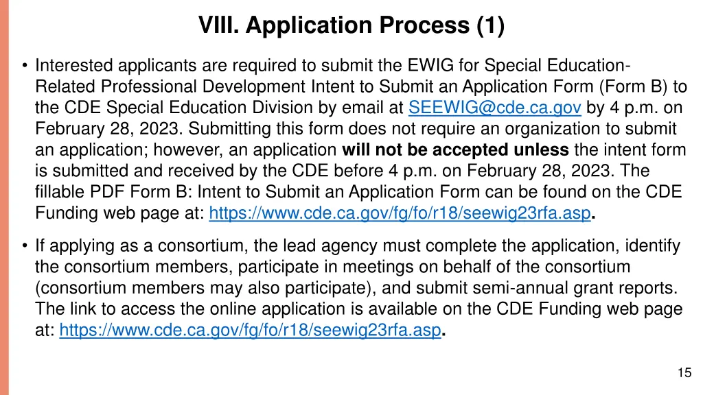viii application process 1
