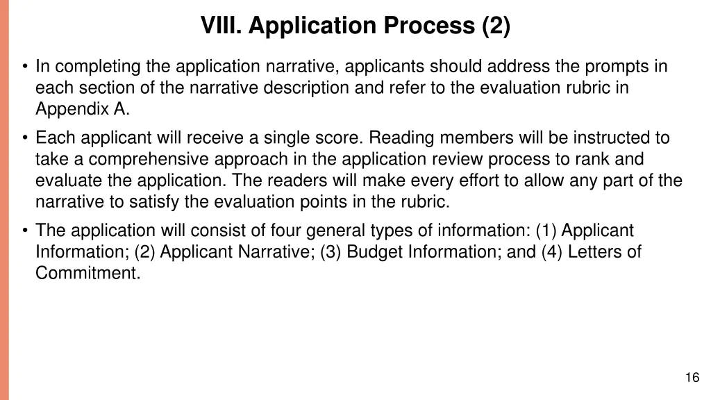 viii application process 2