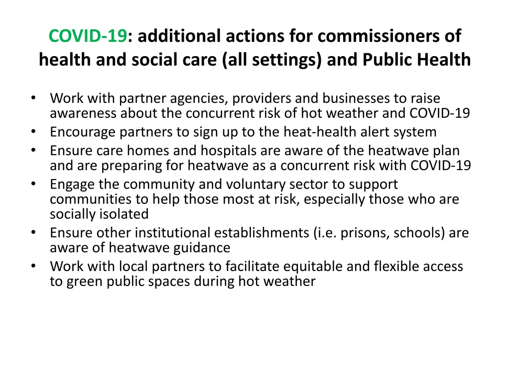 covid 19 additional actions for commissioners