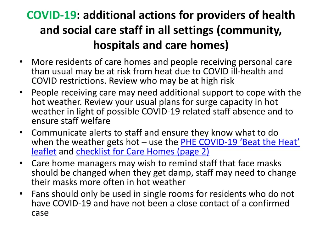 covid 19 additional actions for providers