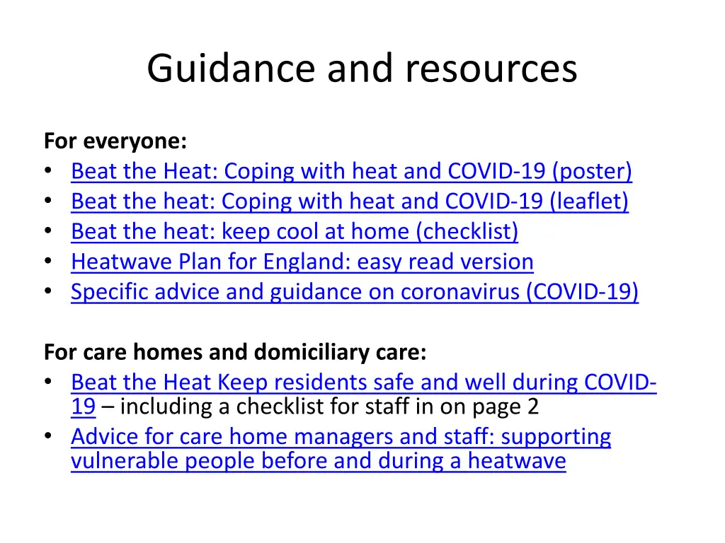 guidance and resources