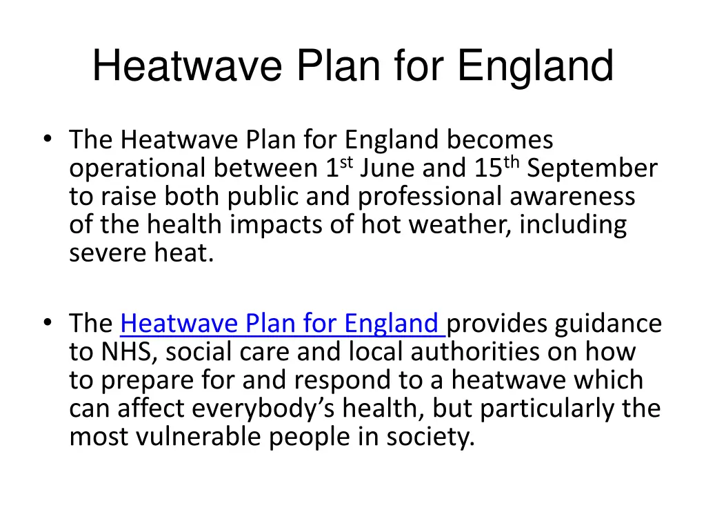 heatwave plan for england
