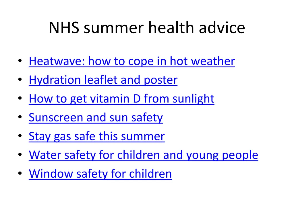 nhs summer health advice