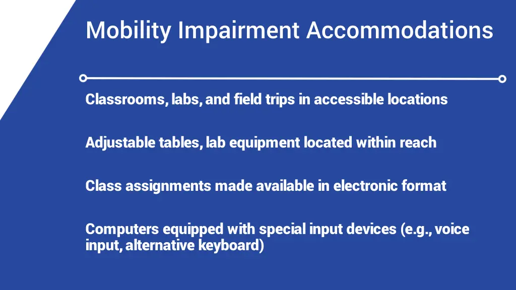 mobility impairment accommodations