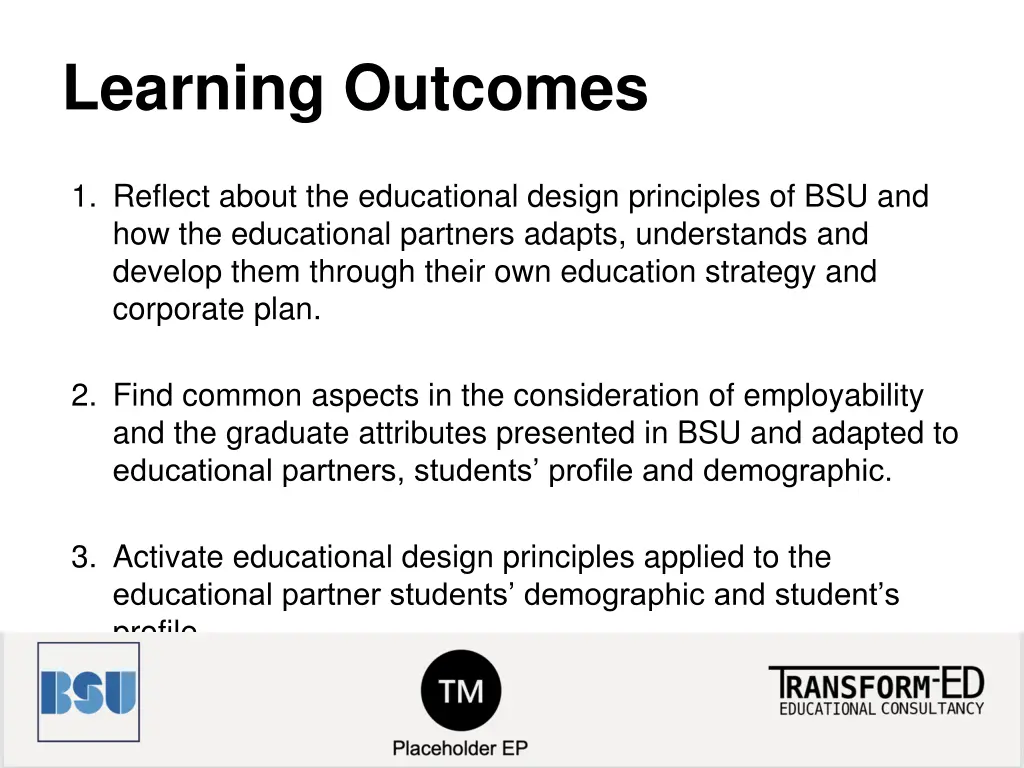 learning outcomes