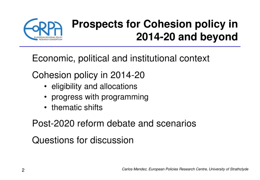 prospects for cohesion policy in 2014 1