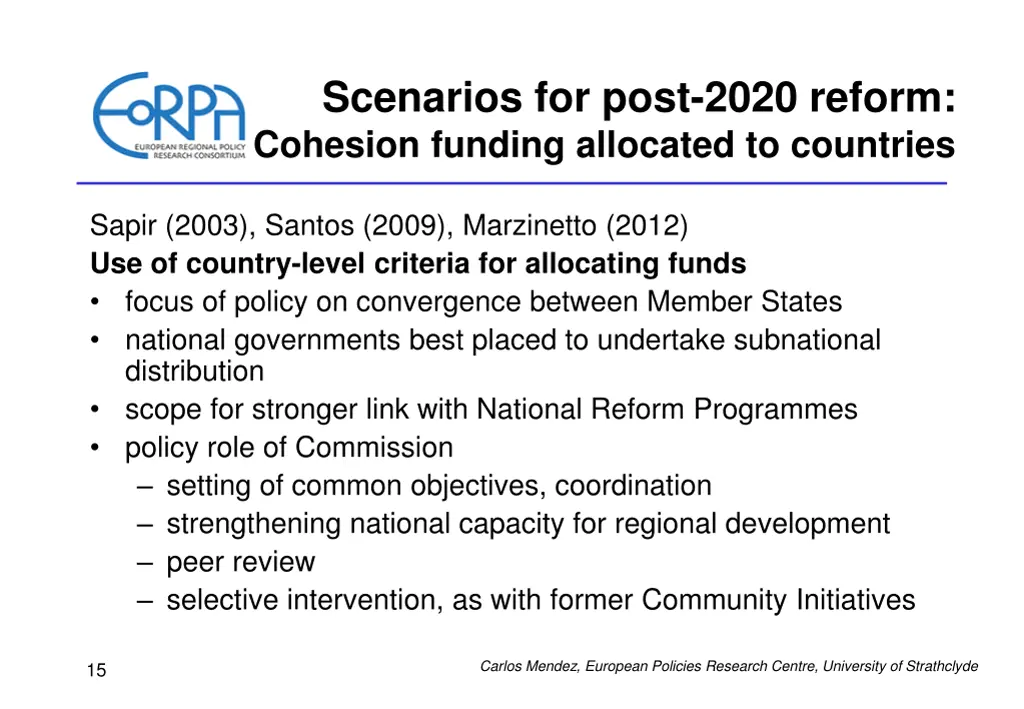 scenarios for post 2020 reform cohesion funding