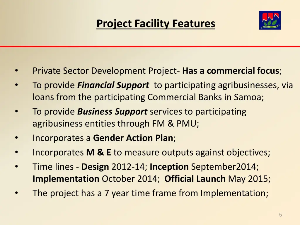 project facility features
