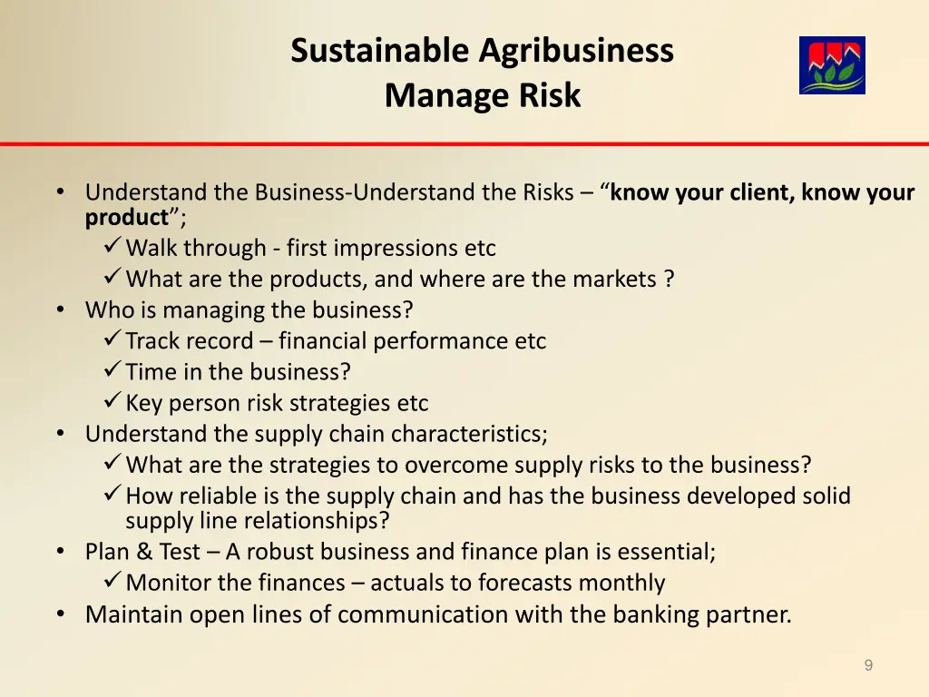 sustainable agribusiness manage risk