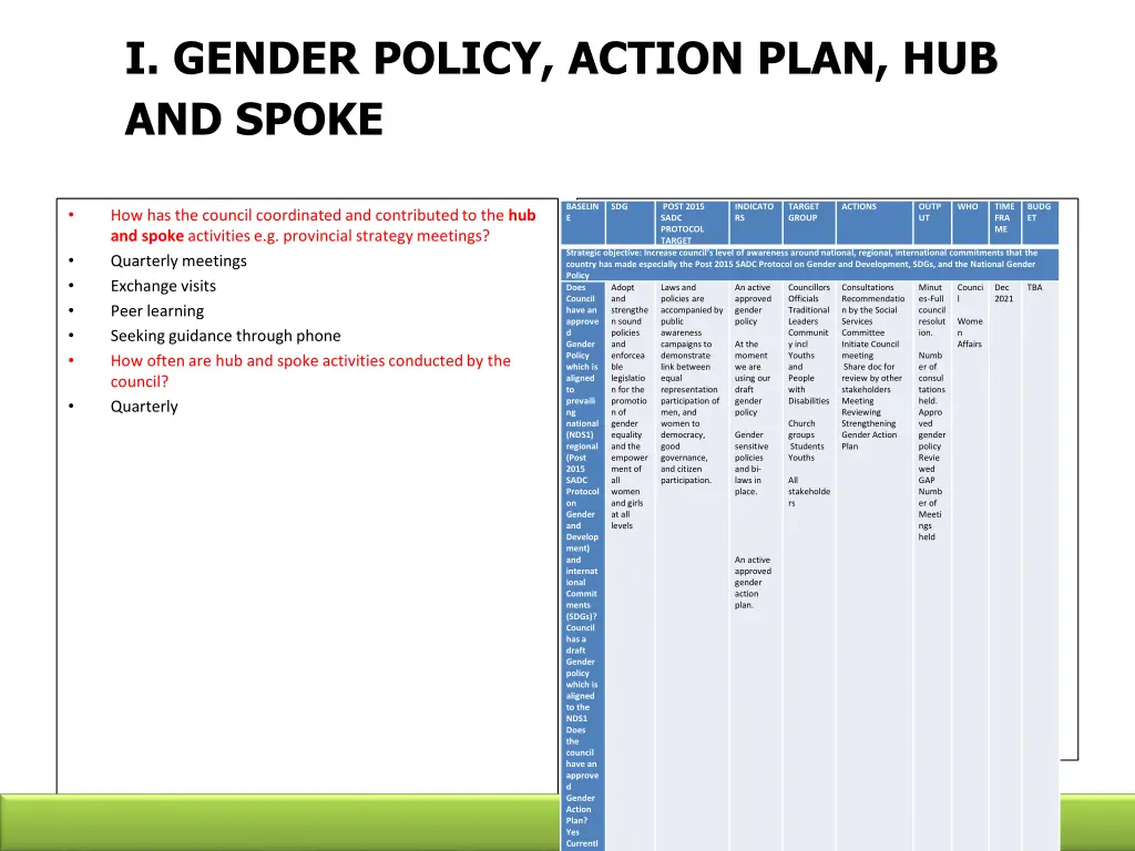i gender policy action plan hub and spoke 1