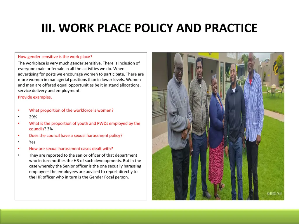 iii work place policy and practice