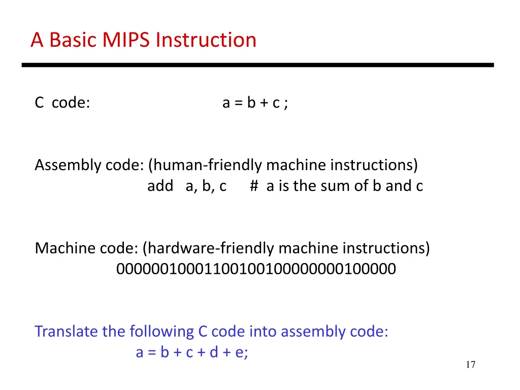 a basic mips instruction