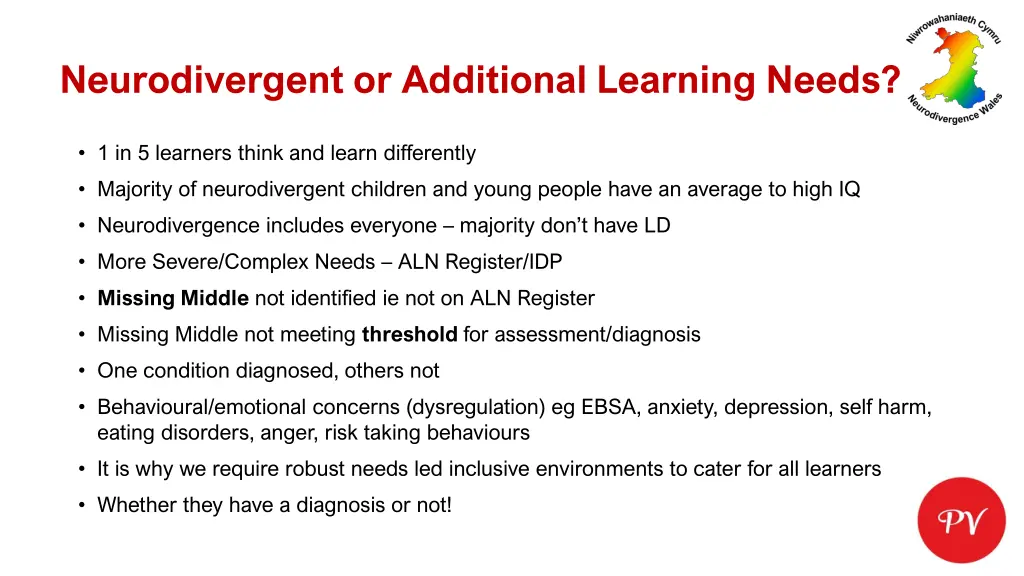 neurodivergent or additional learning needs