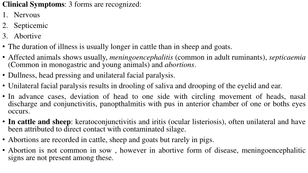 clinical symptoms 3 forms are recognized
