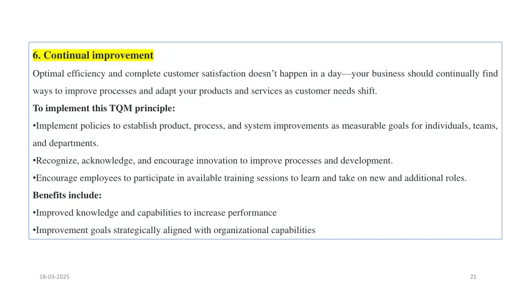6 continual improvement
