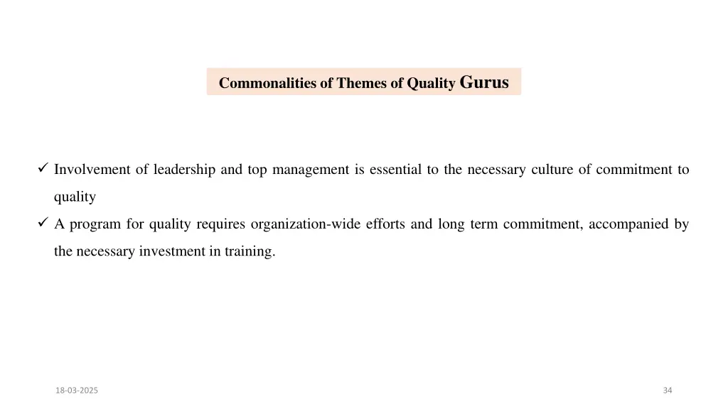 commonalities of themes of quality gurus