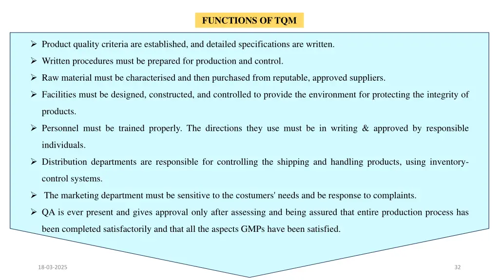 functions of tqm