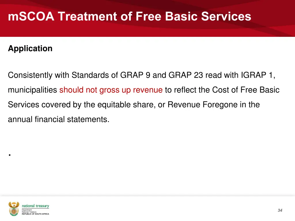 mscoa treatment of free basic services