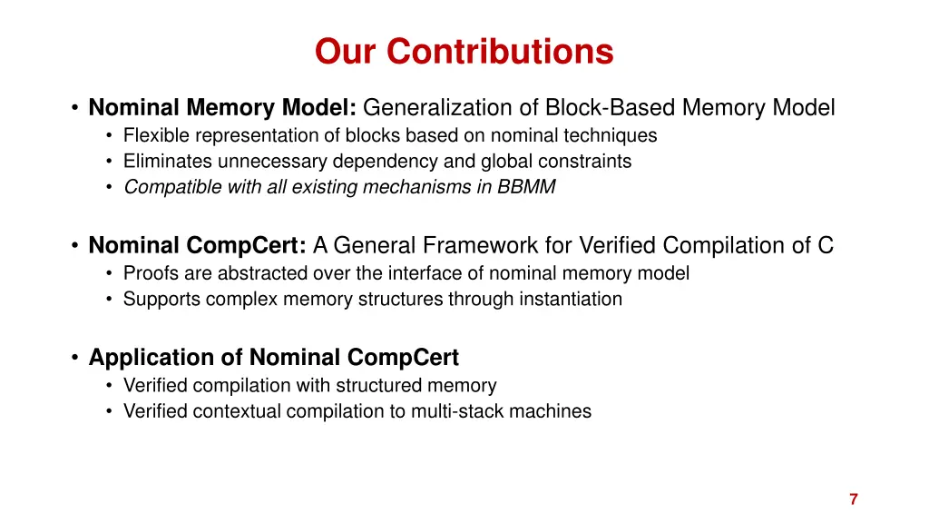 our contributions